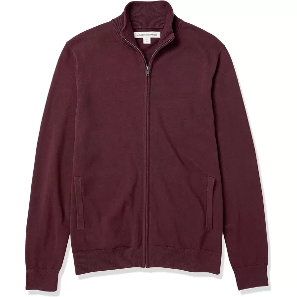 Amazon Essentials Mens FullZip Cotton SweaterBurgundy