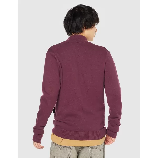 Amazon Essentials Mens FullZip Cotton SweaterBurgundy