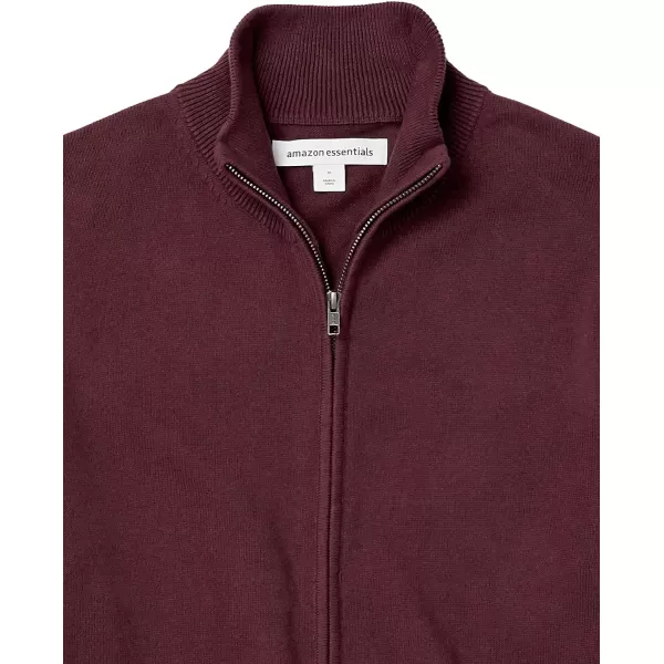 Amazon Essentials Mens FullZip Cotton SweaterBurgundy