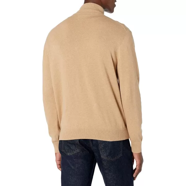 Amazon Essentials Mens FullZip Cotton SweaterCamel Heather