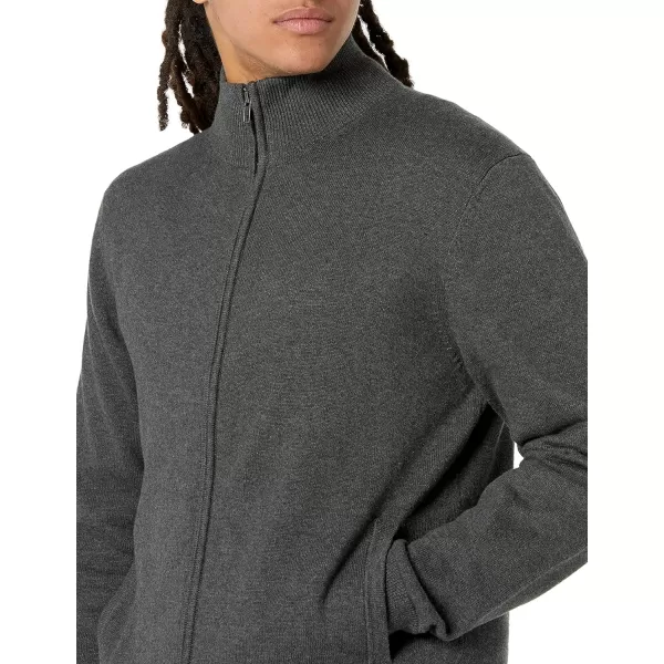 Amazon Essentials Mens FullZip Cotton SweaterCharcoal Heather