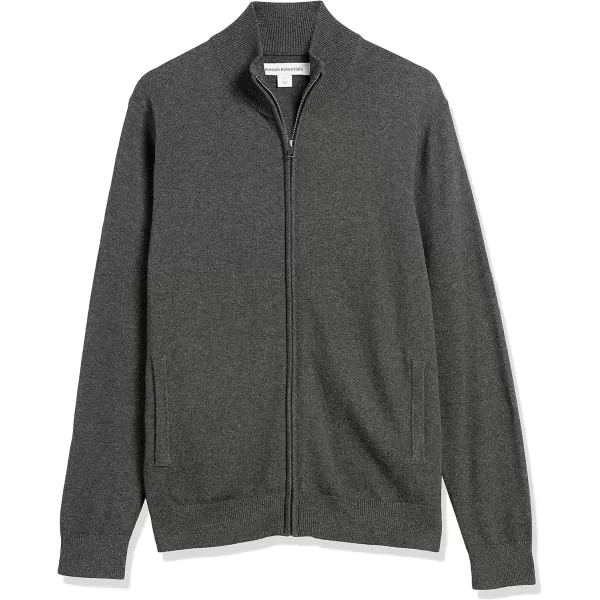 Amazon Essentials Mens FullZip Cotton SweaterCharcoal Heather