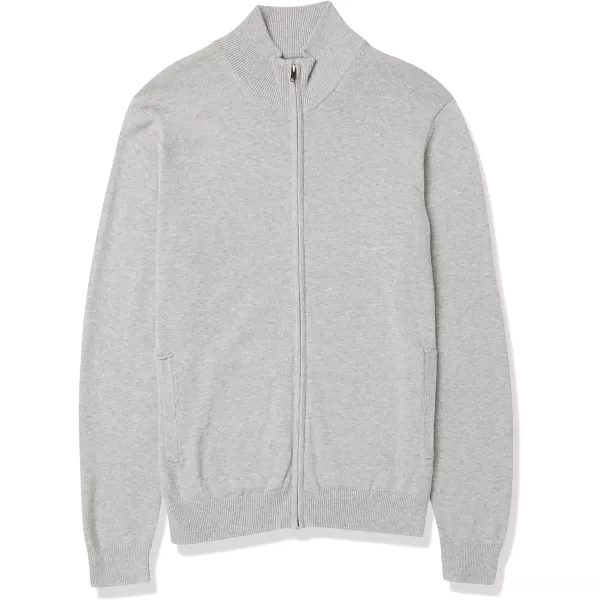 Amazon Essentials Mens FullZip Cotton SweaterLight Grey Heather