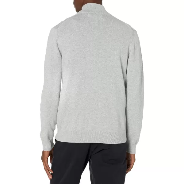 Amazon Essentials Mens FullZip Cotton SweaterLight Grey Heather