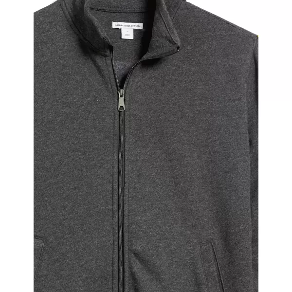 Amazon Essentials Mens FullZip Fleece Mock Neck SweatshirtCharcoal Heather