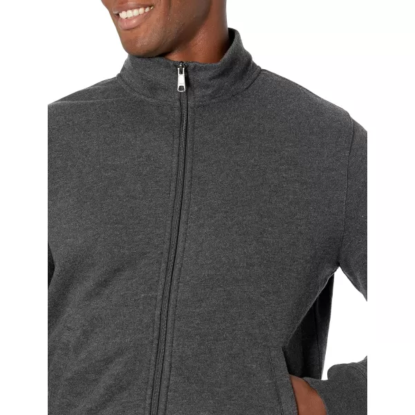 Amazon Essentials Mens FullZip Fleece Mock Neck SweatshirtCharcoal Heather