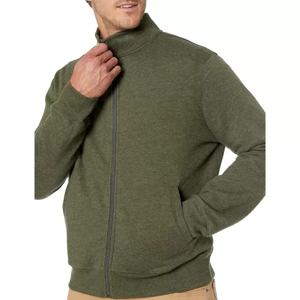 Amazon Essentials Mens FullZip Fleece Mock Neck SweatshirtOlive Heather