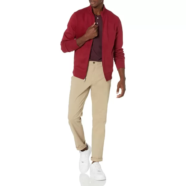Amazon Essentials Mens FullZip Fleece Mock Neck SweatshirtRed
