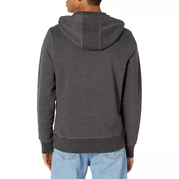 Amazon Essentials Mens FullZip Hooded Fleece SweatshirtCharcoal HeatherNavy Stripe