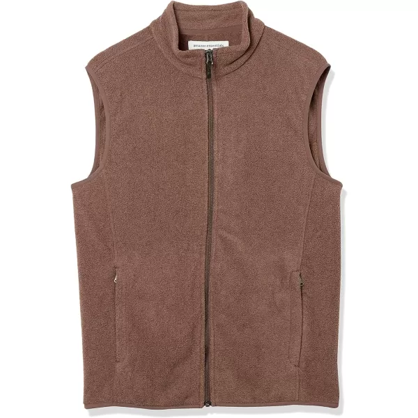 Amazon Essentials Mens FullZip Polar Fleece Vest Available in Big amp TallPolyester Brown Heather