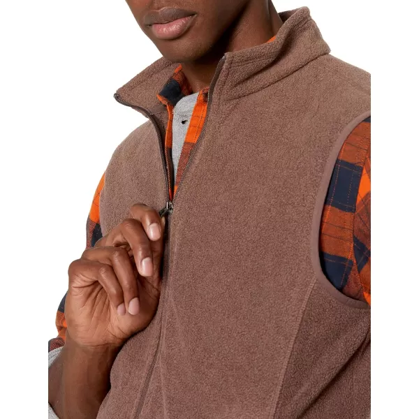 Amazon Essentials Mens FullZip Polar Fleece Vest Available in Big amp TallPolyester Brown Heather