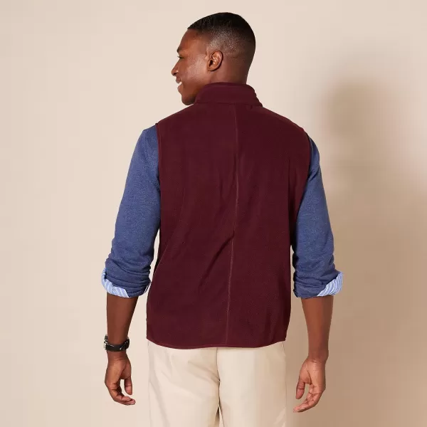 Amazon Essentials Mens FullZip Polar Fleece Vest Available in Big amp TallPolyester Burgundy