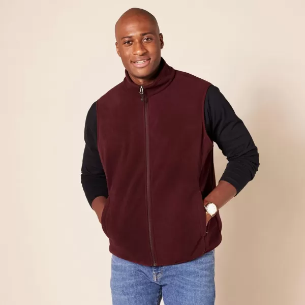 Amazon Essentials Mens FullZip Polar Fleece Vest Available in Big amp TallPolyester Burgundy