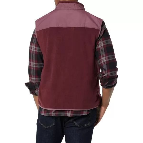 Amazon Essentials Mens FullZip Polar Fleece Vest Available in Big amp TallPolyester Burgundy Grape Color Block