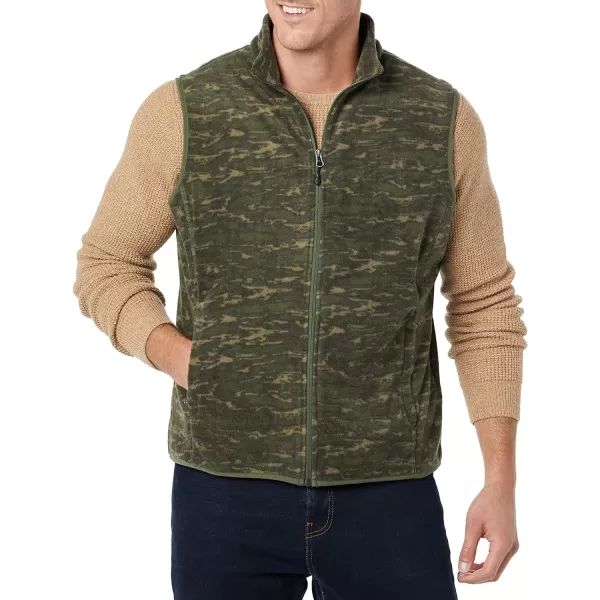 Amazon Essentials Mens FullZip Polar Fleece Vest Available in Big amp TallPolyester Camo