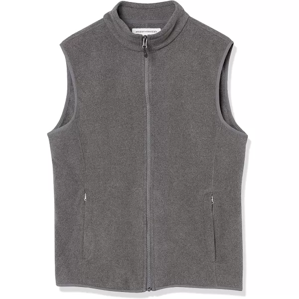 Amazon Essentials Mens FullZip Polar Fleece Vest Available in Big amp TallPolyester Charcoal Heather