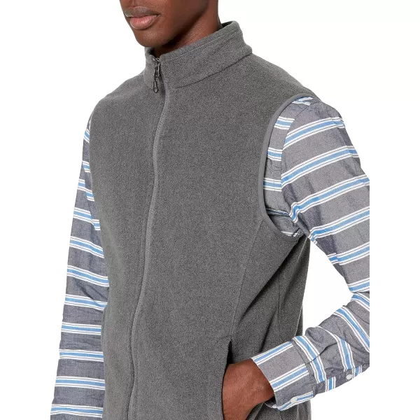 Amazon Essentials Mens FullZip Polar Fleece Vest Available in Big amp TallPolyester Charcoal Heather