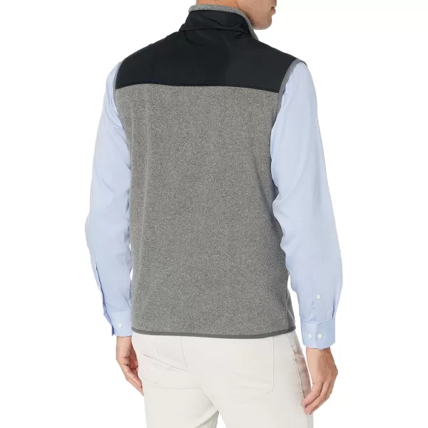 Amazon Essentials Mens FullZip Polar Fleece Vest Available in Big amp TallPolyester Charcoal HeatherBlack Color Block