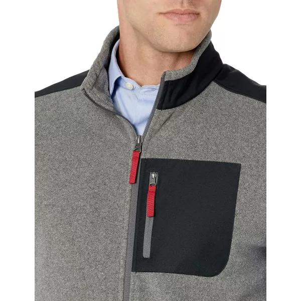 Amazon Essentials Mens FullZip Polar Fleece Vest Available in Big amp TallPolyester Charcoal HeatherBlack Color Block