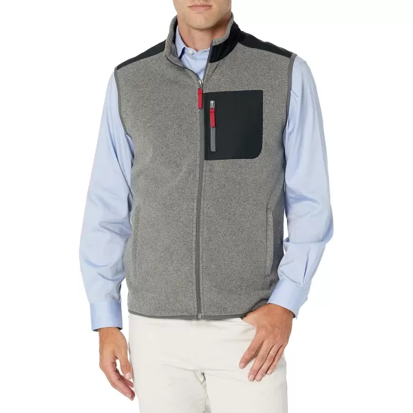 Amazon Essentials Mens FullZip Polar Fleece Vest Available in Big amp TallPolyester Charcoal HeatherBlack Color Block