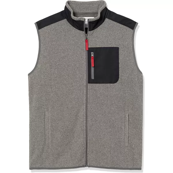 Amazon Essentials Mens FullZip Polar Fleece Vest Available in Big amp TallPolyester Charcoal HeatherBlack Color Block