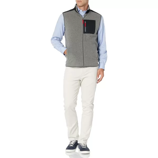 Amazon Essentials Mens FullZip Polar Fleece Vest Available in Big amp TallPolyester Charcoal HeatherBlack Color Block