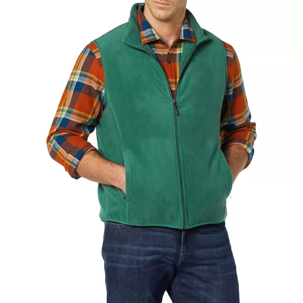 Amazon Essentials Mens FullZip Polar Fleece Vest Available in Big amp TallPolyester Dark Green