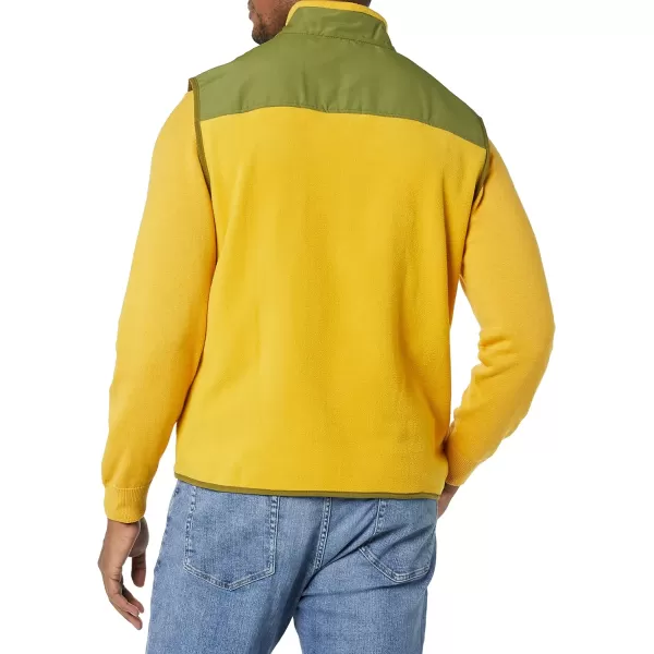 Amazon Essentials Mens FullZip Polar Fleece Vest Available in Big amp TallPolyester GoldGreen Color Block