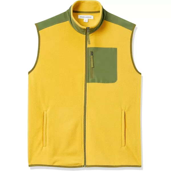 Amazon Essentials Mens FullZip Polar Fleece Vest Available in Big amp TallPolyester GoldGreen Color Block