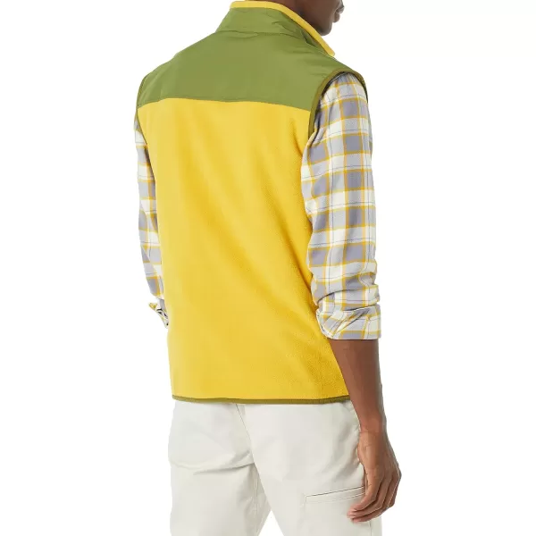 Amazon Essentials Mens FullZip Polar Fleece Vest Available in Big amp TallPolyester GoldGreen Color Block