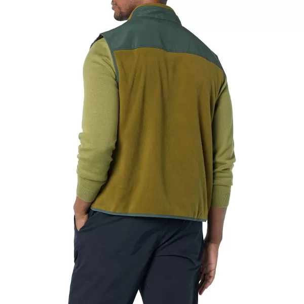 Amazon Essentials Mens FullZip Polar Fleece Vest Available in Big amp TallPolyester Golden Olive Color Block