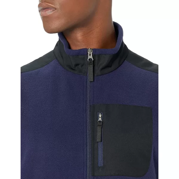 Amazon Essentials Mens FullZip Polar Fleece Vest Available in Big amp TallPolyester NavyBlack Color Block