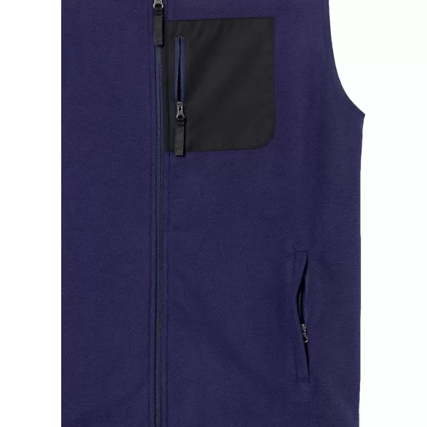 Amazon Essentials Mens FullZip Polar Fleece Vest Available in Big amp TallPolyester NavyBlack Color Block