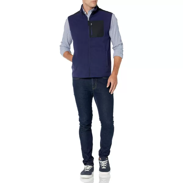 Amazon Essentials Mens FullZip Polar Fleece Vest Available in Big amp TallPolyester NavyBlack Color Block