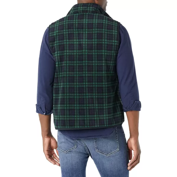 Amazon Essentials Mens FullZip Polar Fleece Vest Available in Big amp TallPolyester NavyGreen Plaid