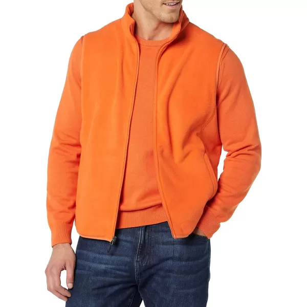 Amazon Essentials Mens FullZip Polar Fleece Vest Available in Big amp TallPolyester Orange