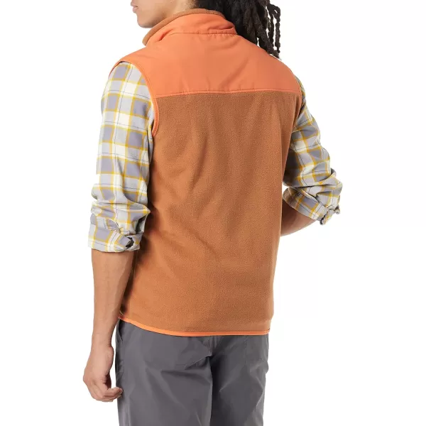 Amazon Essentials Mens FullZip Polar Fleece Vest Available in Big amp TallPolyester Peach Tobacco Brown Color Block