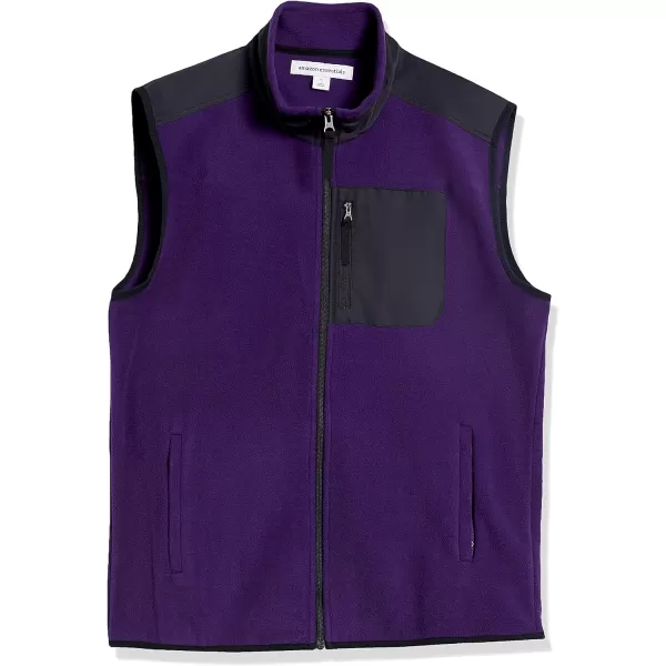 Amazon Essentials Mens FullZip Polar Fleece Vest Available in Big amp TallPolyester PurpleBlack Color Block