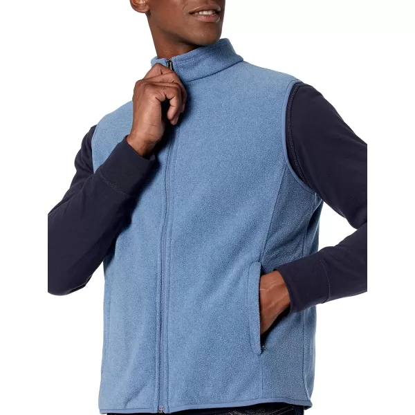 Amazon Essentials Mens FullZip Polar Fleece Vest Available in Big amp TallRecycled Polyester Blue Heather