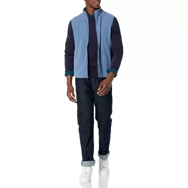 Amazon Essentials Mens FullZip Polar Fleece Vest Available in Big amp TallRecycled Polyester Blue Heather
