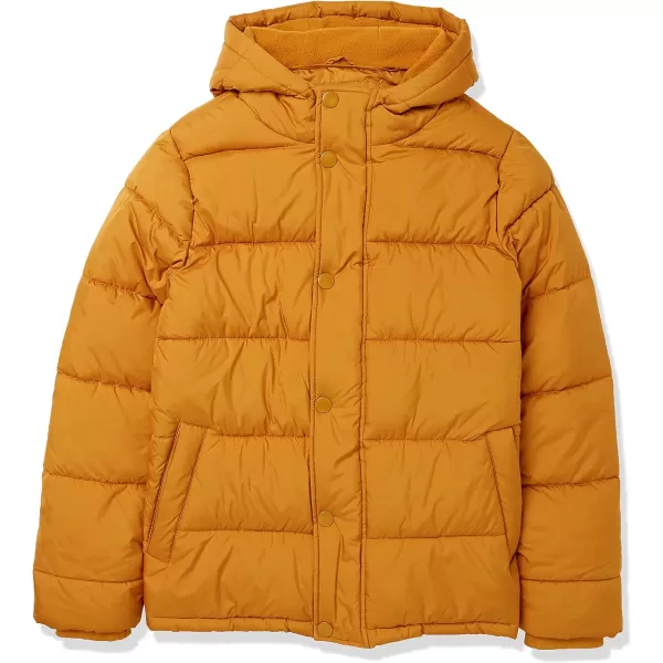 Amazon Essentials Mens Heavyweight Hooded Puffer CoatCaramel