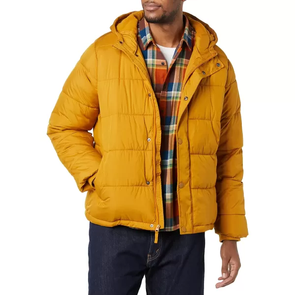 Amazon Essentials Mens Heavyweight Hooded Puffer CoatCaramel