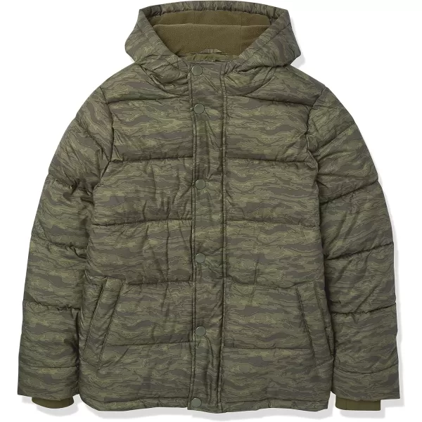 Amazon Essentials Mens Heavyweight Hooded Puffer CoatGreen Camo