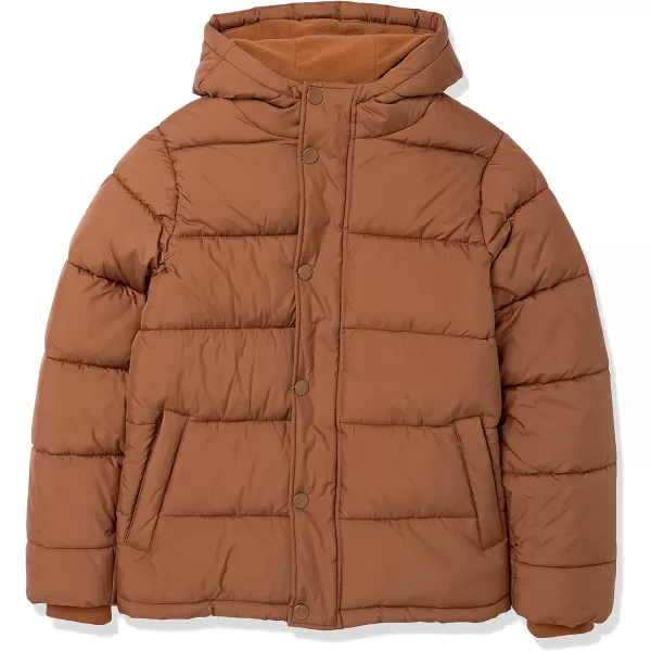 Amazon Essentials Mens Heavyweight Hooded Puffer CoatLight Brown