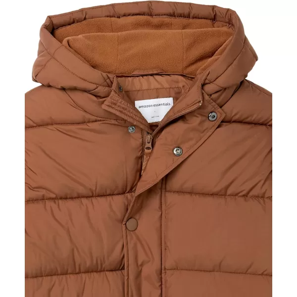 Amazon Essentials Mens Heavyweight Hooded Puffer CoatLight Brown