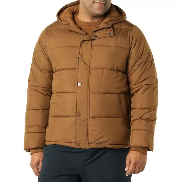 Amazon Essentials Mens Heavyweight Hooded Puffer CoatLight Brown