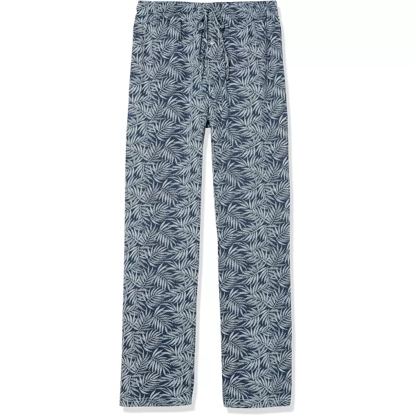 Amazon Essentials Mens Knit Pajama PantBlue Palm Leaf