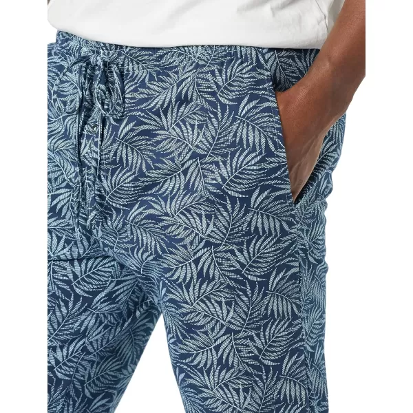 Amazon Essentials Mens Knit Pajama PantBlue Palm Leaf