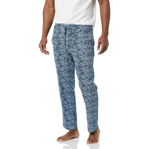 Amazon Essentials Mens Knit Pajama PantBlue Palm Leaf