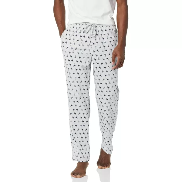 Amazon Essentials Mens Knit Pajama PantLight Grey Flamingo